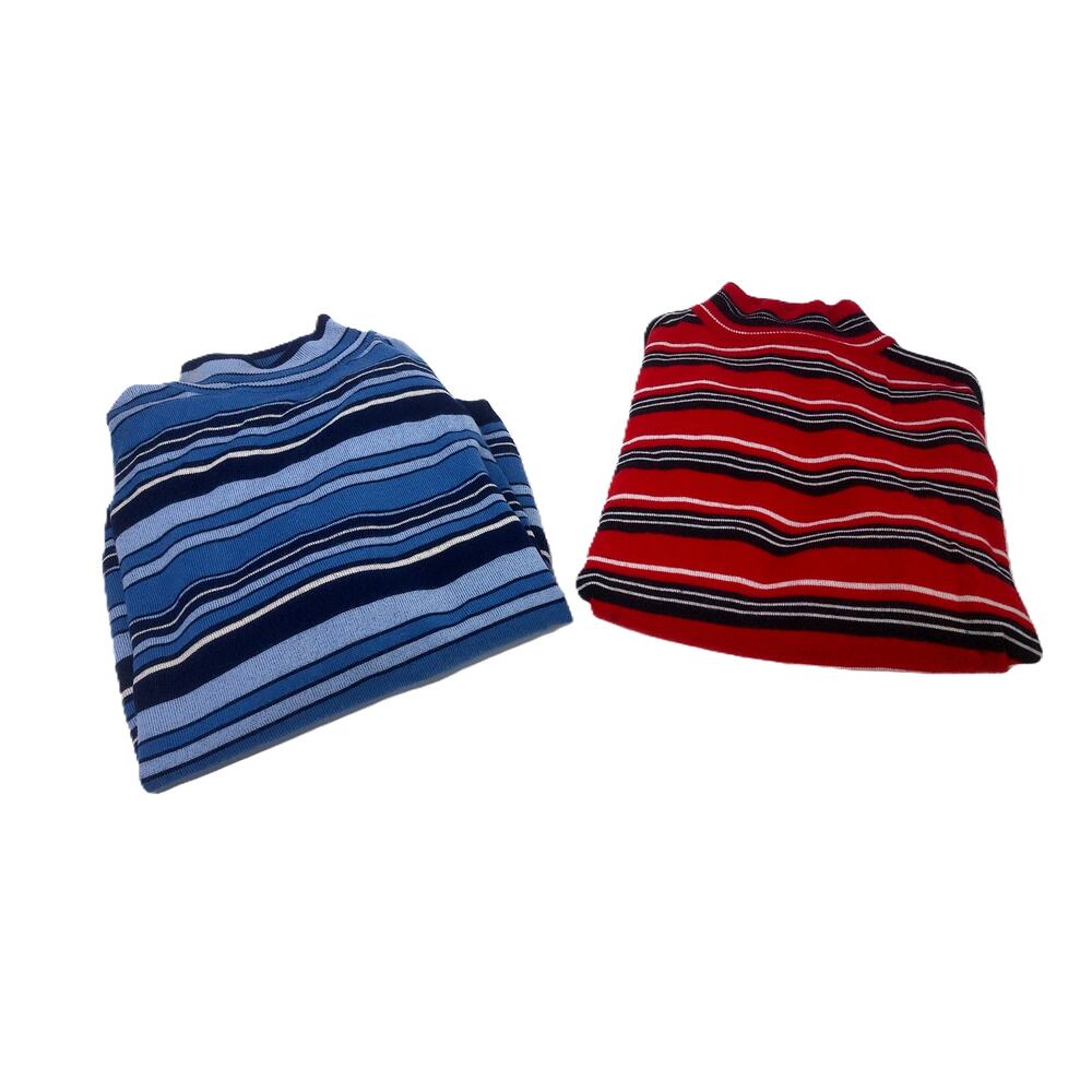Vtg Pendleton Red And Blue Striped Merino Wool Sweater Size Large SET OF 2 READ